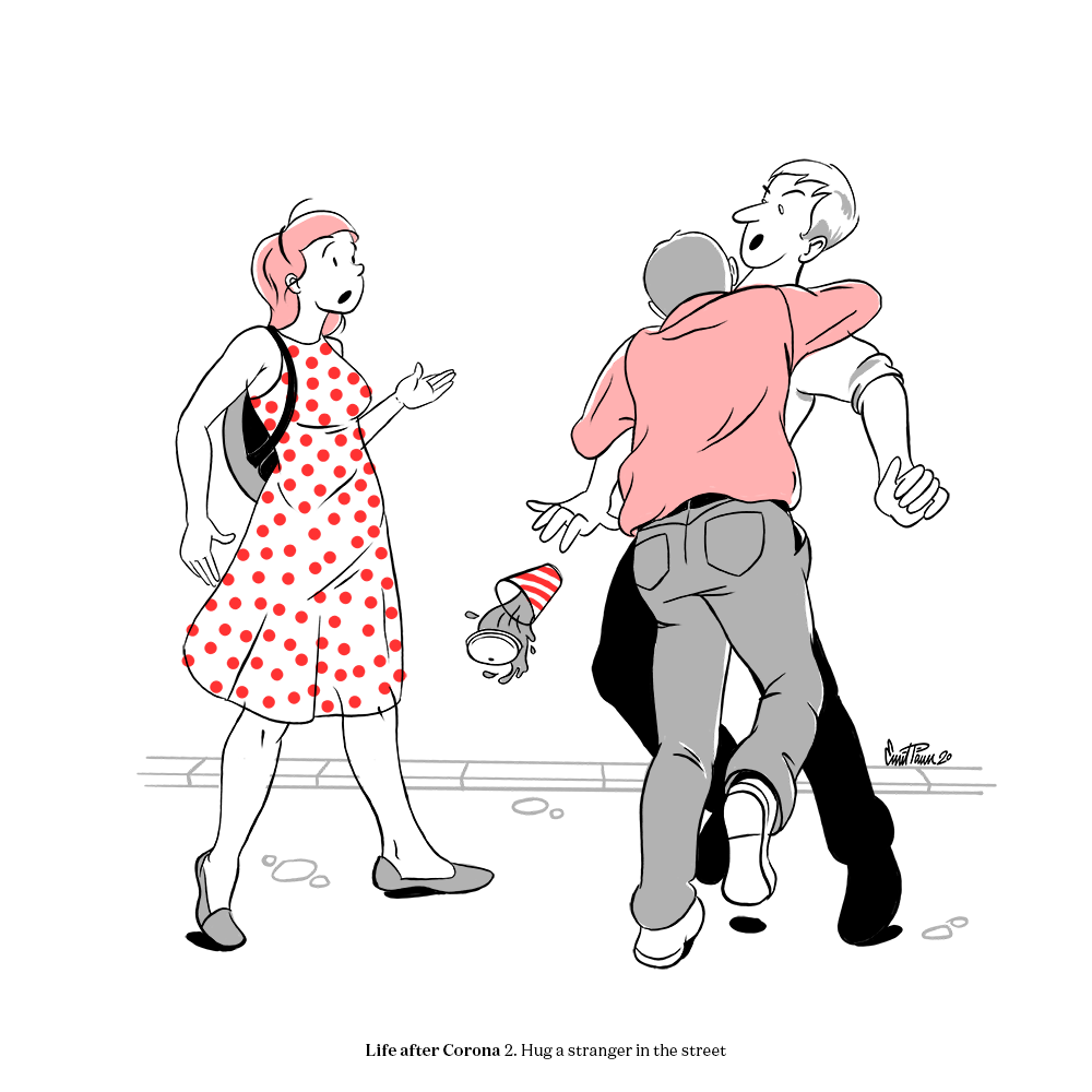 Life after coronavirus illustration hug